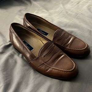 Used Cole Haan BRAGANO brown tan leather penny loafers low vamp 10 M
